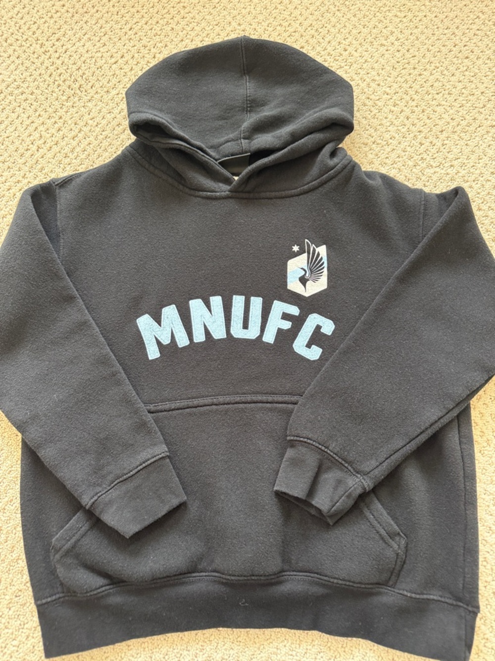 MNUFC Black Hoodie with Light Blue Lettering